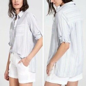 Athleta Micro Stripe Peninsula Button Up Size XXS